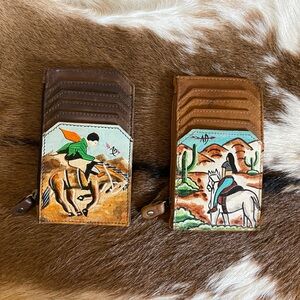 🔥SALE🔥 Western Leather Hand Painted Slim Wallet. Card Holder🌵🤠🌵